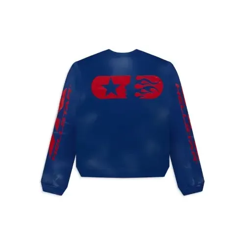 Blue Hellstar Sports Long Sleeves Crewneck