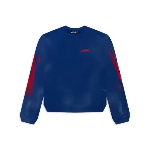 Blue Hellstar Sports Long Sleeves Crewneck