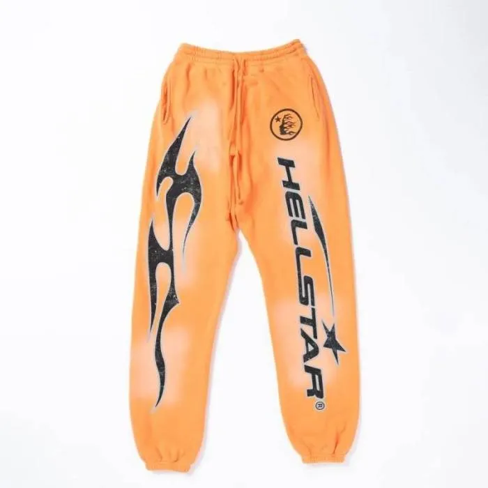 Hellstar Fire Orange Closed Elastic Bottom Sweatpants