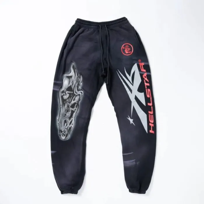 Hellstar Airbrushed Skull Closed Elastic Bottom Sweatpants